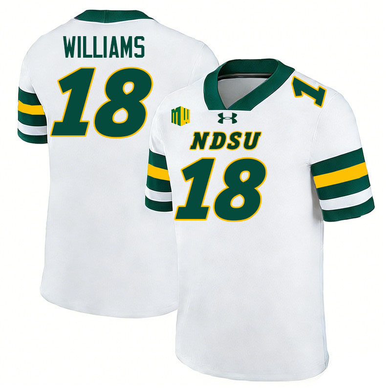 North Dakota State Bison #18 Jackson Williams College Football Jerseys,Uniforms-White
